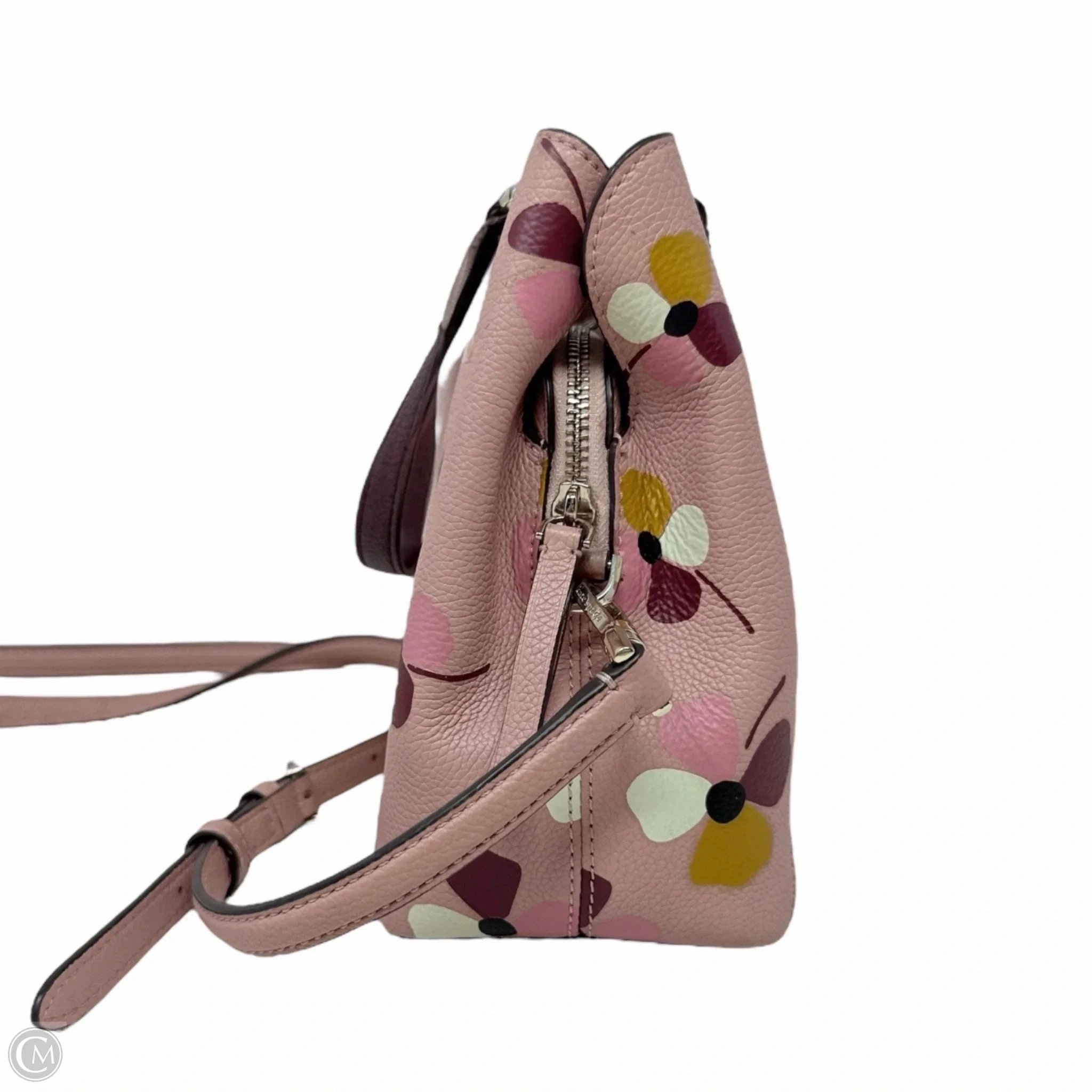 Jackson Dusk Buds Pink Medium Triple Compartment Satchel Designer By Kate Spade, Size: Medium