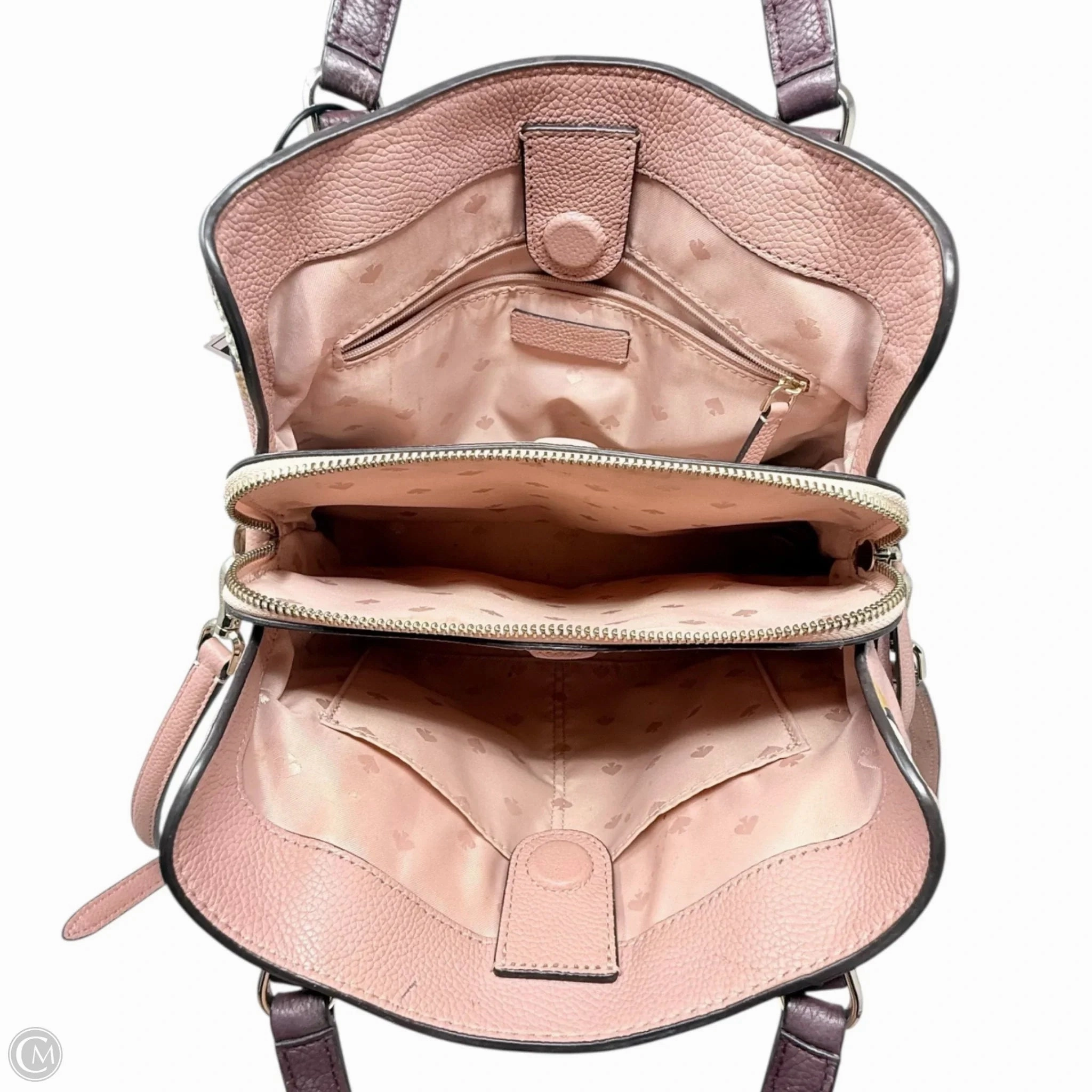 Jackson Dusk Buds Pink Medium Triple Compartment Satchel Designer By Kate Spade, Size: Medium