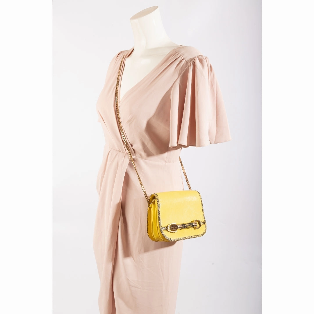 Jimmy Choo Leather-Trim Chain-Link Crossbody Bag