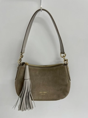 JIMMY CHOO Suede Shoulder Bag Beige