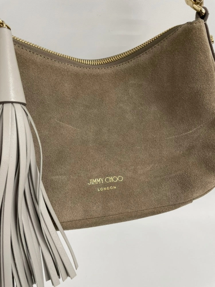 JIMMY CHOO Suede Shoulder Bag Beige