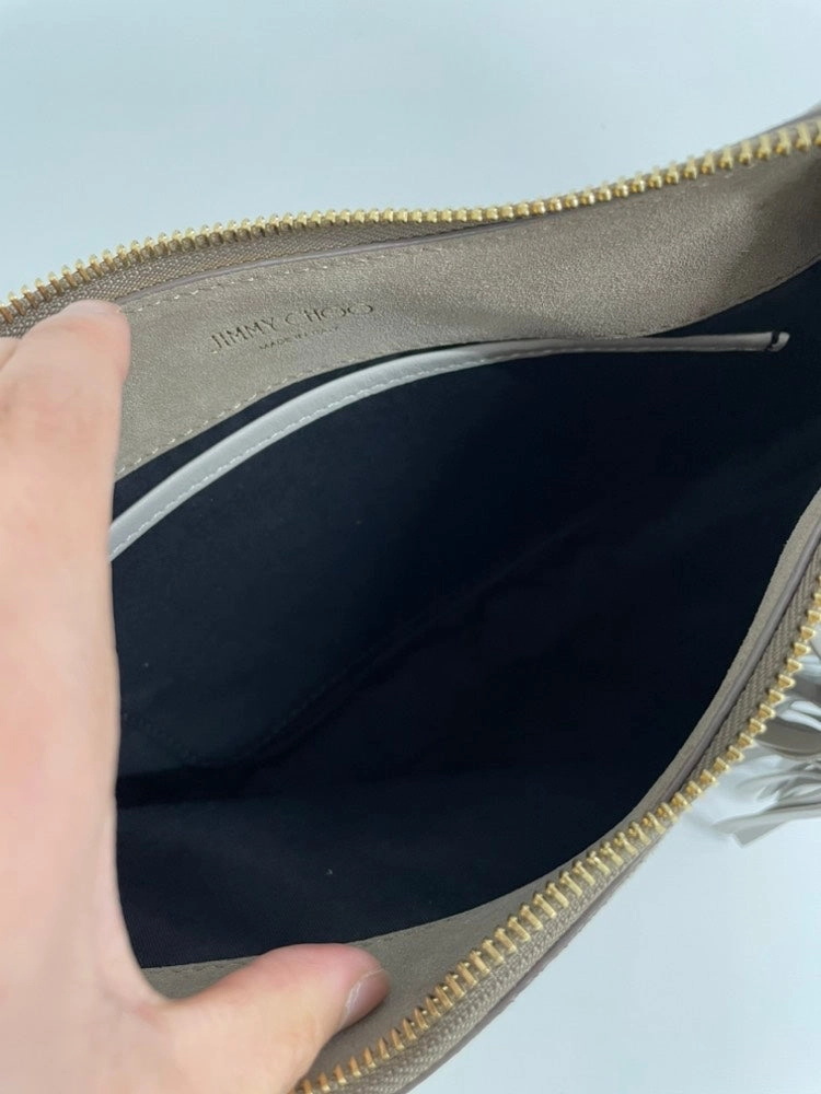 JIMMY CHOO Suede Shoulder Bag Beige