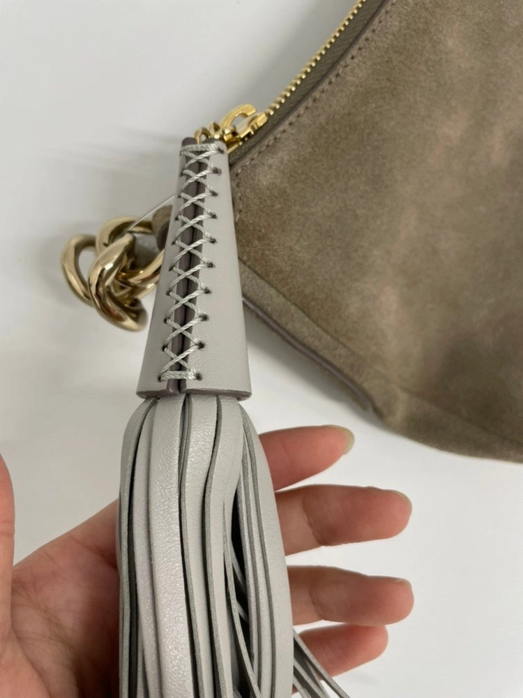 JIMMY CHOO Suede Shoulder Bag Beige
