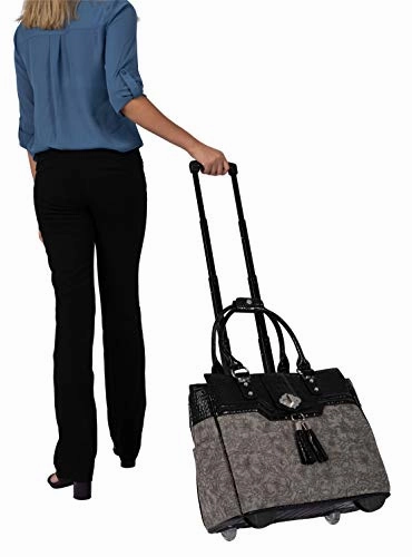 Jkm And Company The Savannah Gray & Black Alligator Faux Leather Compatible With Computer Ipad,