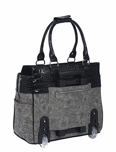 Jkm And Company The Savannah Gray & Black Alligator Faux Leather Compatible With Computer Ipad,