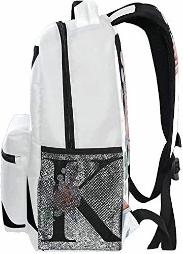 K Letter with Flower Backpacks Multifunctional Shoulder Backpack Travel Daypack Laptop Bag Casual Bags
