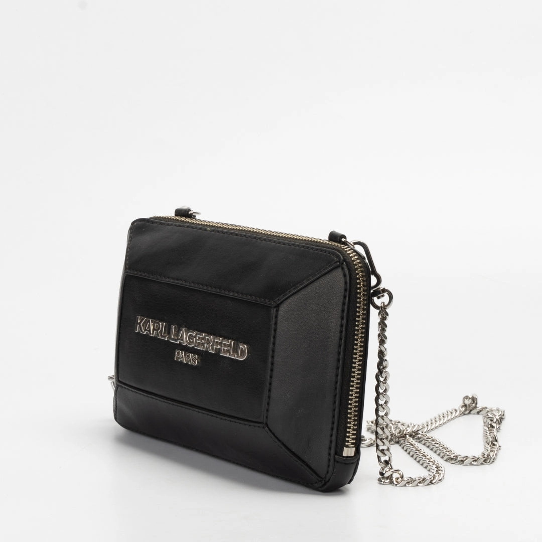 Karl Lagerfeld Black Georgette Crossbody Bag