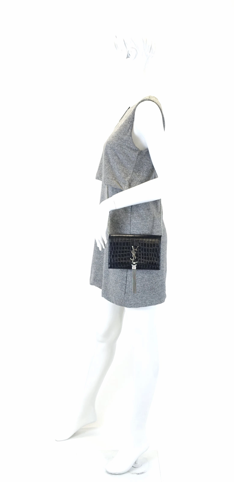 Kate Croc Embossed Calf Leather Tassel Bag