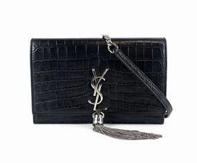 Kate Croc Embossed Calf Leather Tassel Bag