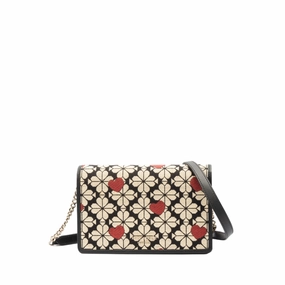 Kate Spade Flower Jacquard Hearts Chain Crossbody Bag