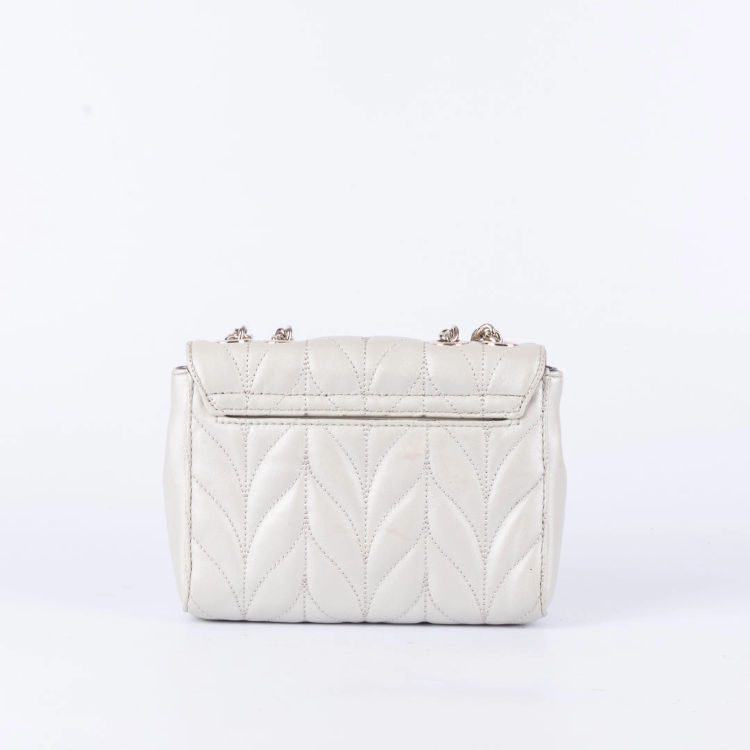 Kate Spade Silver Quilted Leather Evelyn Crossbody Bag