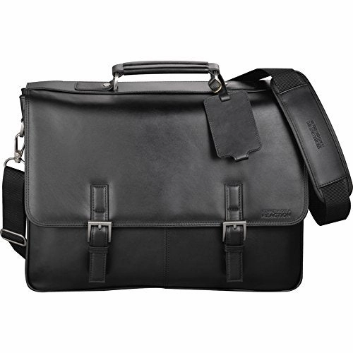Kenneth Cole Manhattan Leather 15.6" Laptop Computer Messenger- Black