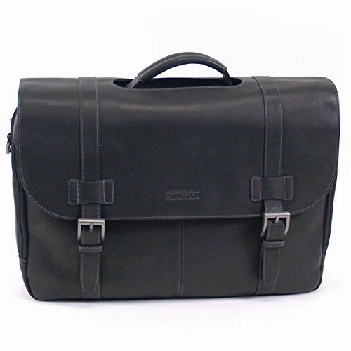 Kenneth Cole Reaction Colombian Leather Dual Compartment Flapover 15.6" Laptop Portfolio, Black