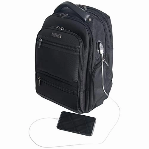 Kenneth Cole Reaction Dual Compartment 17" with USB Laptop Backpack Black One Size
