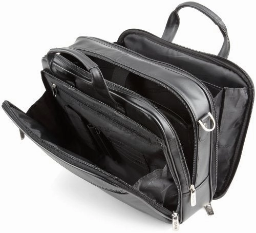 Kenneth Cole Reaction Genuine Leather Dual Compartment 15.4" Laptop Portfolio, Black