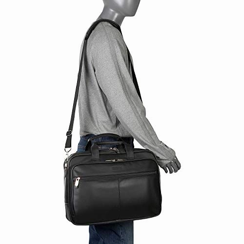 Kenneth Cole Reaction Genuine Leather Dual Compartment 15.4" Laptop Portfolio, Black