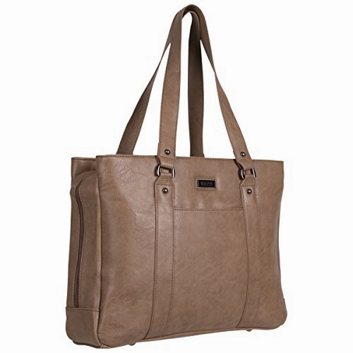 Kenneth Cole Reaction Hit Women's Pebbled Faux Leather Triple Compartment 15" Laptop Business Tote, Taupe