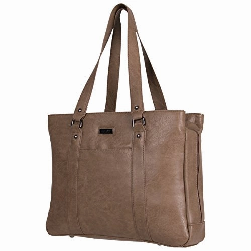 Kenneth Cole Reaction Hit Women's Pebbled Faux Leather Triple Compartment 15" Laptop Business Tote, Taupe