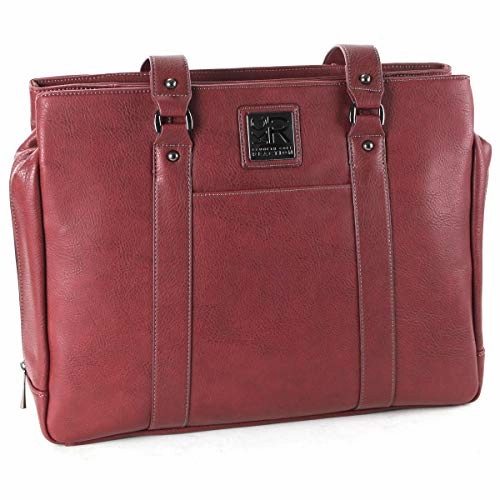 Kenneth Cole Reaction Pebbled Faux Leather Triple Compartment Top Zip Womens 15.0 Computer Tote
