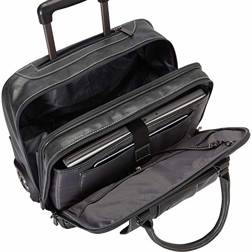 Kenneth Cole Reaction Women's Casual Fling Pebbled Faux Leather 16" Laptop Business Travel Tote, Charcoal, Wheeled Carry