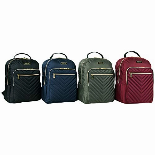 Kenneth Cole Reaction Women's Chelsea Chevron Quilted 15-Inch Laptop & Tablet Fashion Travel Backpack, Black, One Size