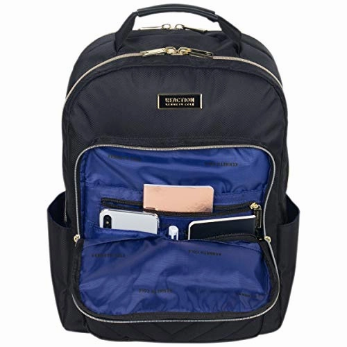 Kenneth Cole Reaction Women's Chelsea Chevron Quilted 15-Inch Laptop & Tablet Fashion Travel Backpack, Black, One Size