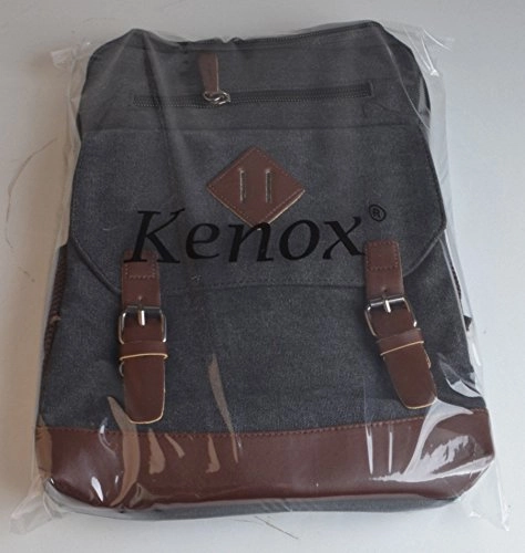 Kenox Mens Large Vintage Canvas Backpack School Laptop Bag Hiking Travel Rucksack (Black)