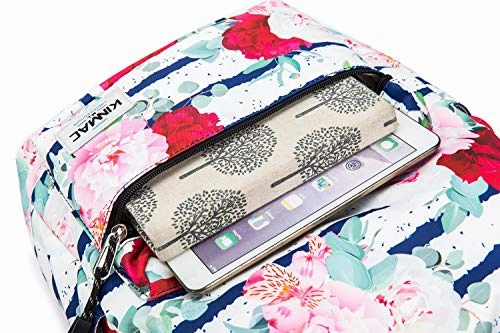 Kinmac New Design Waterproof Laptop Travel Outdoor Backpack with USB Charging Port for 13 inch 14 inch and 15.6 inch Laptop (Chinese Rose)