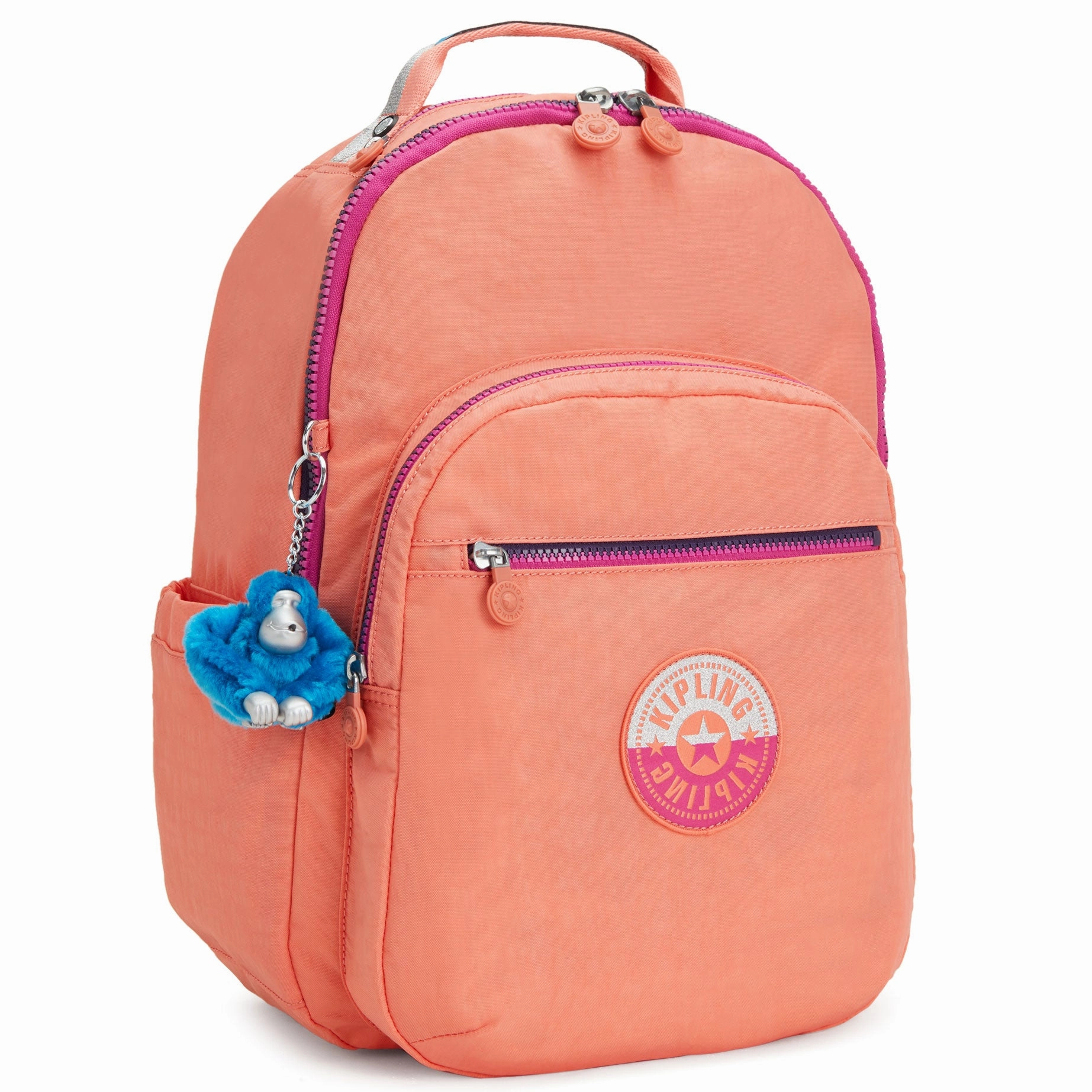 Kipling Seoul Large Nylon 15" Laptop Backpack Cool Coral Shade