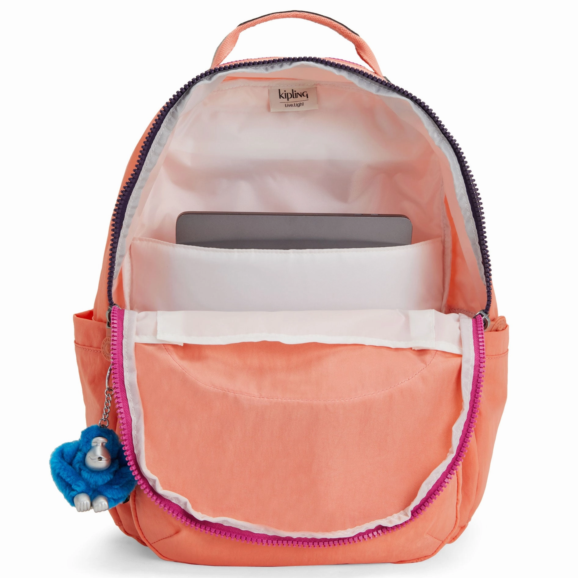 Kipling Seoul Large Nylon 15" Laptop Backpack Cool Coral Shade