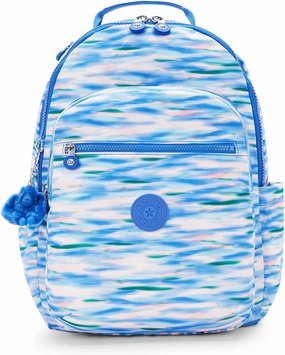 Kipling Seoul Large  Printed 15" Laptop Backpack - Diluted Blue