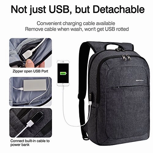 Kopack Laptop Backpack Men Usb Port Charger Slim Business Computer Backpack Anti-Theft Water