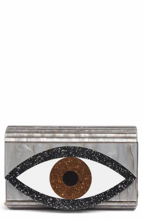 Kurt Geiger Evil Eye Envelope Crossbody Clutch Bag-Silver