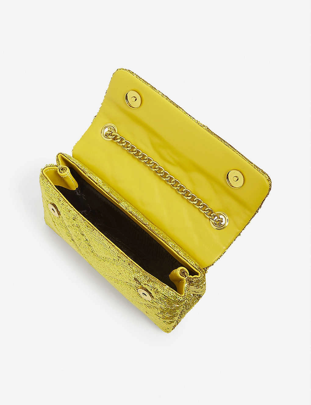 Kurt Geiger Medium Kensington sequin-embellished quilted crossbody bag-Gold