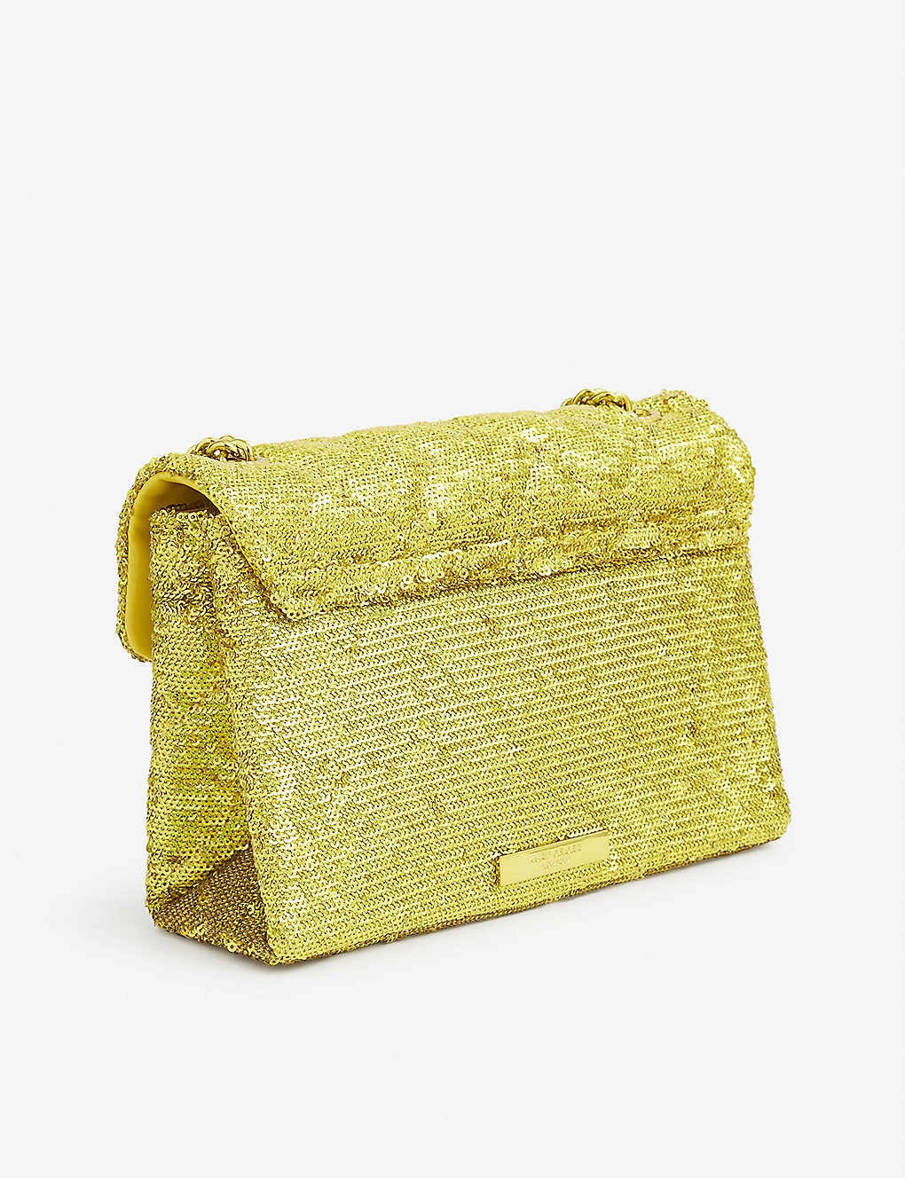 Kurt Geiger Medium Kensington sequin-embellished quilted crossbody bag-Gold