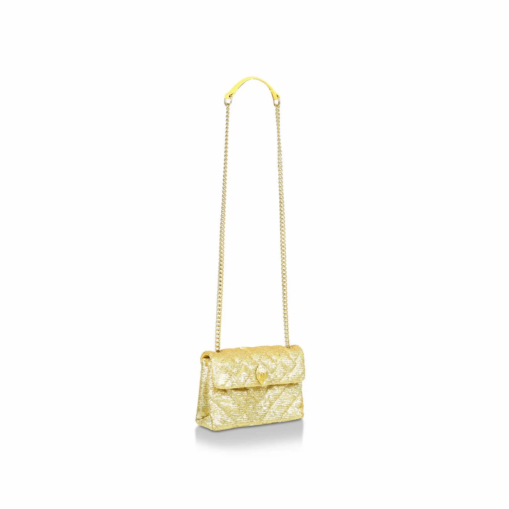 Kurt Geiger Medium Kensington sequin-embellished quilted crossbody bag-Gold