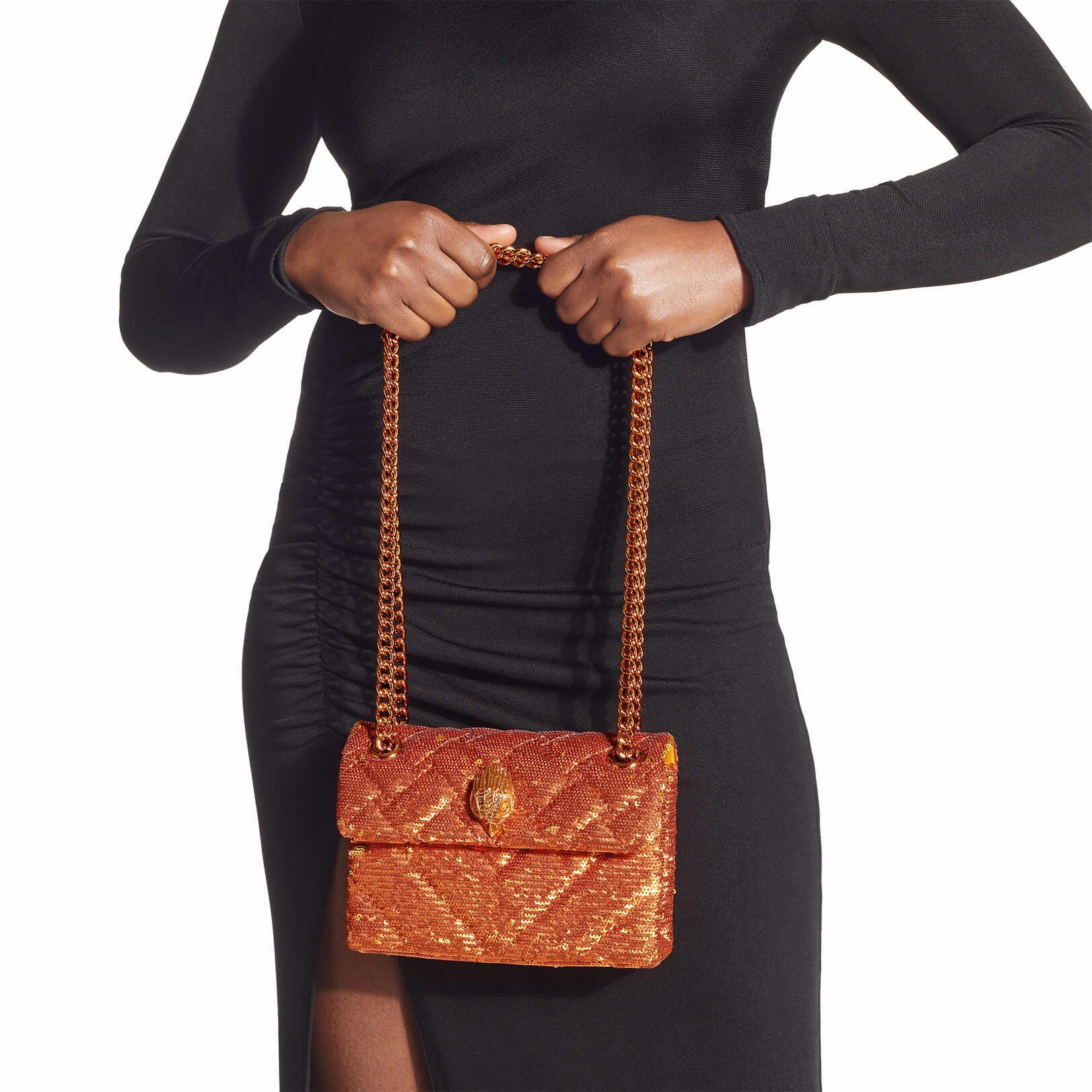 Kurt Geiger Mini Sequin Kensington Crossbody bag-Orange