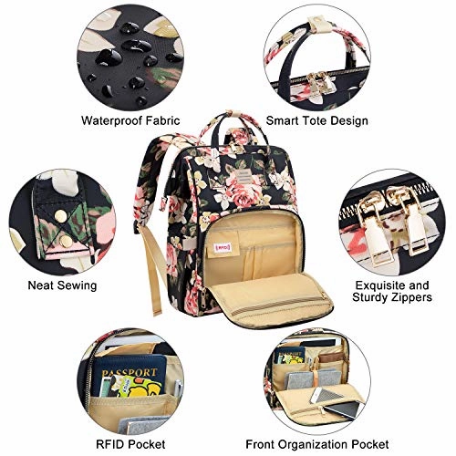 Laptop Backpack,15.6 Inch Stylish College School Backpack with USB Charging Port,Water Resistant Casual Daypack Laptop Backpack for Women/Girls/Business/Travel (Flower Pattern)