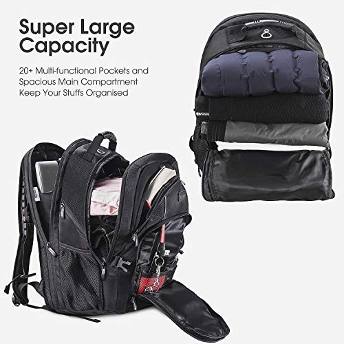 Laptop Backpack, Extra Large 17 Inch Business Travel Backpack with USB Charging Port Earphone Hole, Durable Water Resistant Work Computer Backpack College/High School Bags for Men/Women/Boys