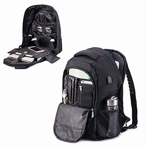Laptop Backpack, Sosoon Business Bags With Usb Charging Port Anti-Theft Water Resistant Polyester