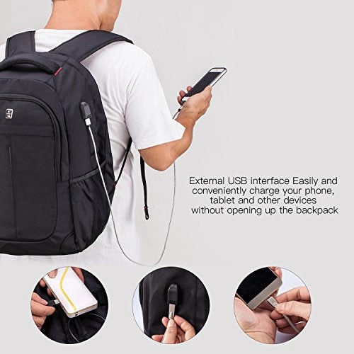 Laptop Backpack, Sosoon Business Bags With Usb Charging Port Anti-Theft Water Resistant Polyester