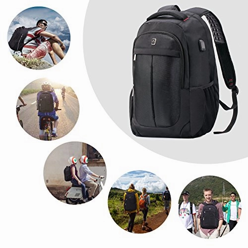 Laptop Backpack, Sosoon Business Bags With Usb Charging Port Anti-Theft Water Resistant Polyester