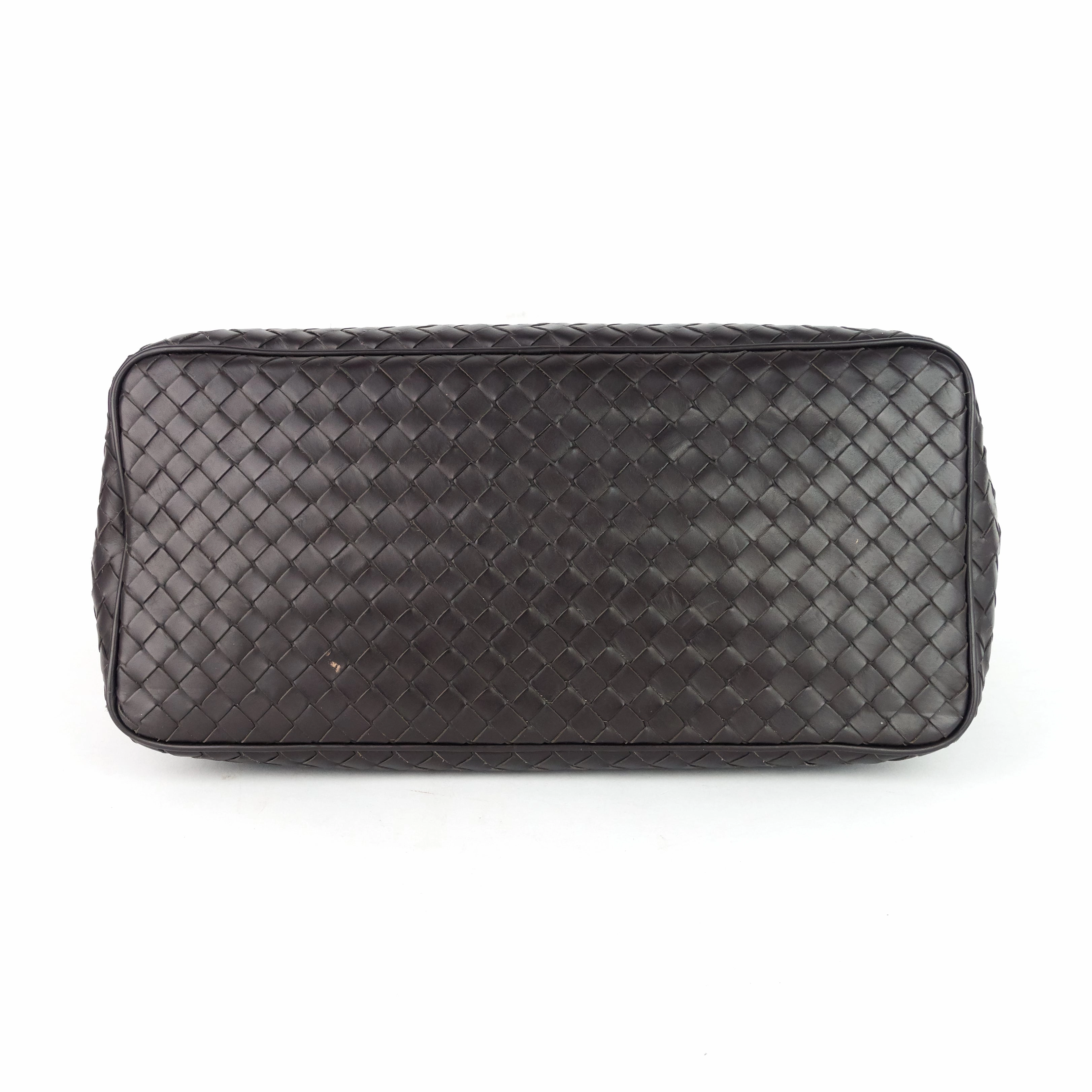 Large Intrecciato Leather Zip Shoulder Bag