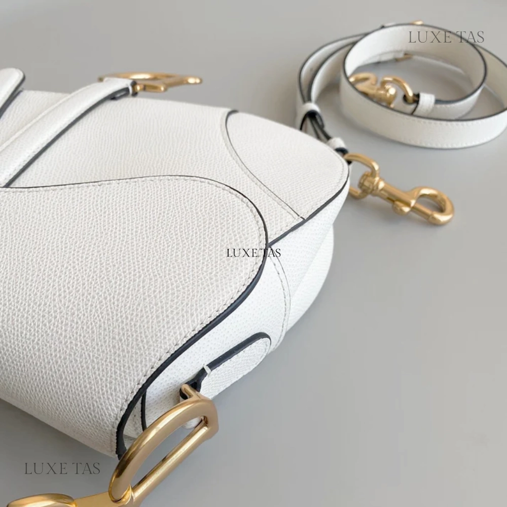 Latte Grained Calfskin Saddle Bag With Strap Leather Crossbody Bag for Women