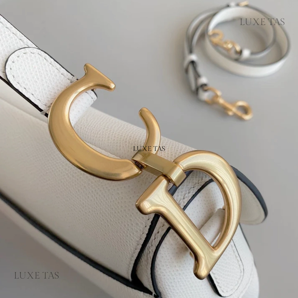 Latte Grained Calfskin Saddle Bag With Strap Leather Crossbody Bag for Women