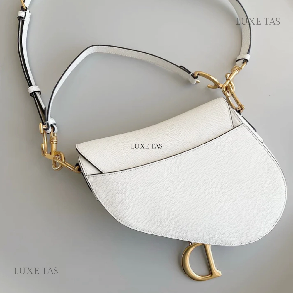 Latte Grained Calfskin Saddle Bag With Strap Leather Crossbody Bag for Women