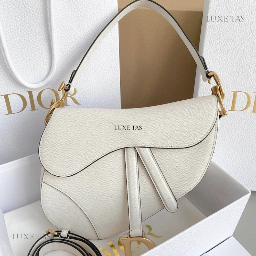 Latte Grained Calfskin Saddle Bag With Strap Leather Crossbody Bag for Women
