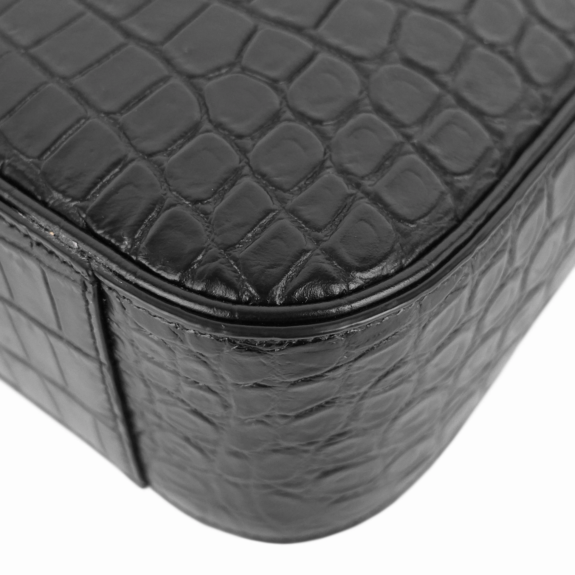 Le 5  7 Croc Embossed Calfskin Leather Hobo Bag
