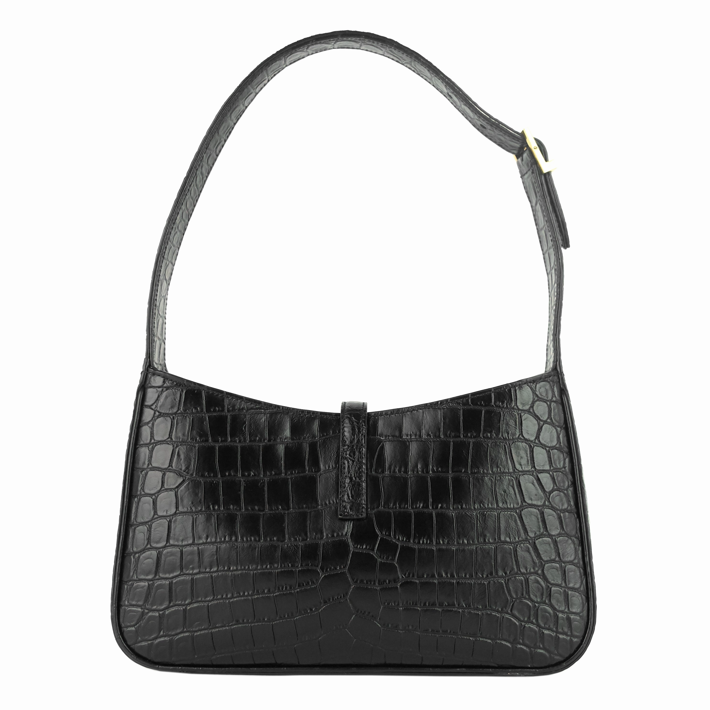 Le 5  7 Croc Embossed Calfskin Leather Hobo Bag