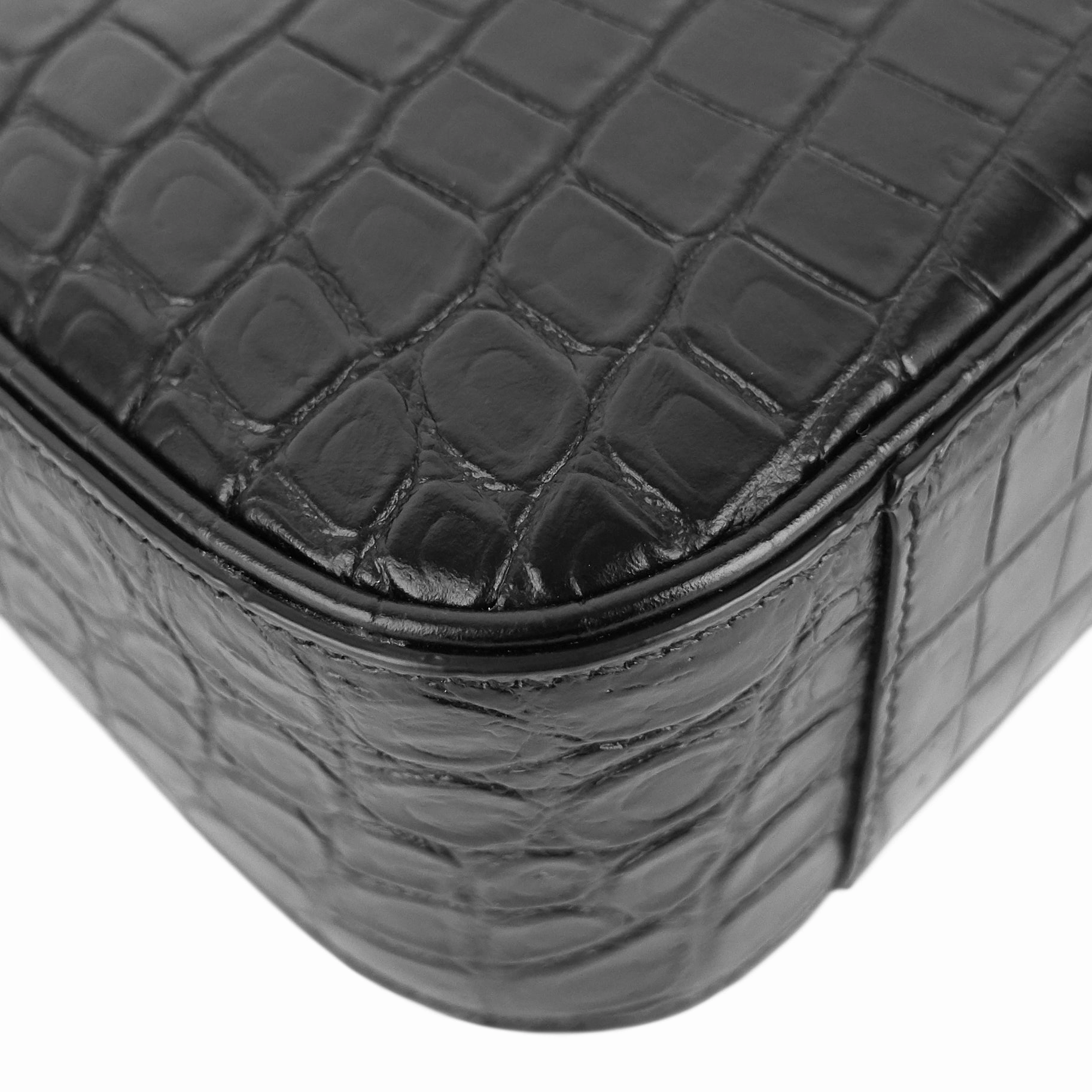 Le 5  7 Croc Embossed Calfskin Leather Hobo Bag